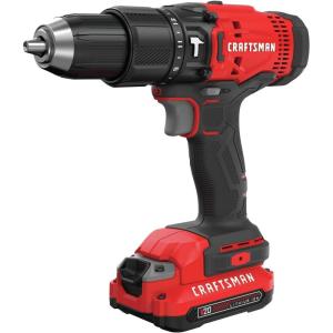 CRAFTSMAN V20 Cordless Hammer Drill Kit, 1/2 inch, 2 Batteries and Charger Included (CMCD711C2)(Hammer Drill Kit Only)