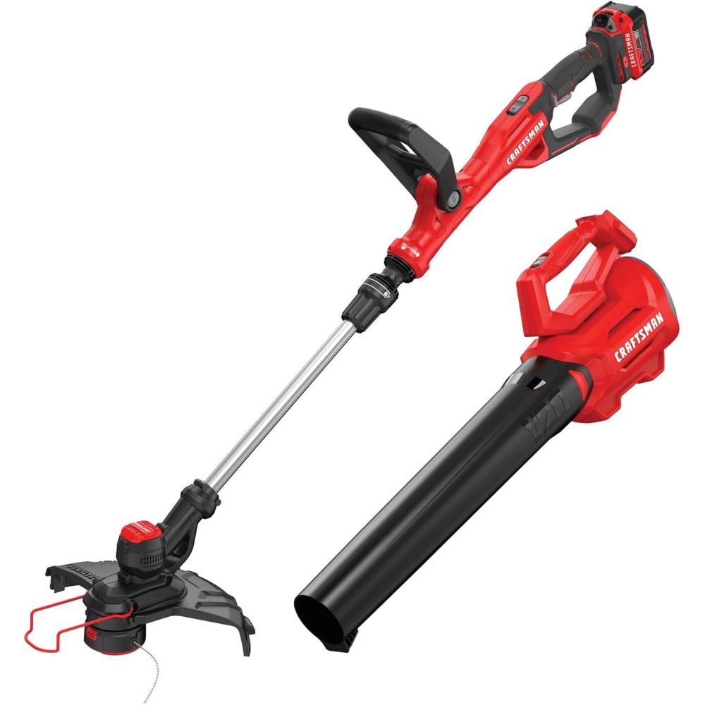 imageCRAFTSMAN 20V MAX WEEDWACKER String Trimmer and Leaf Blower Combo Kit Battery and Charger Included CMCK197M1