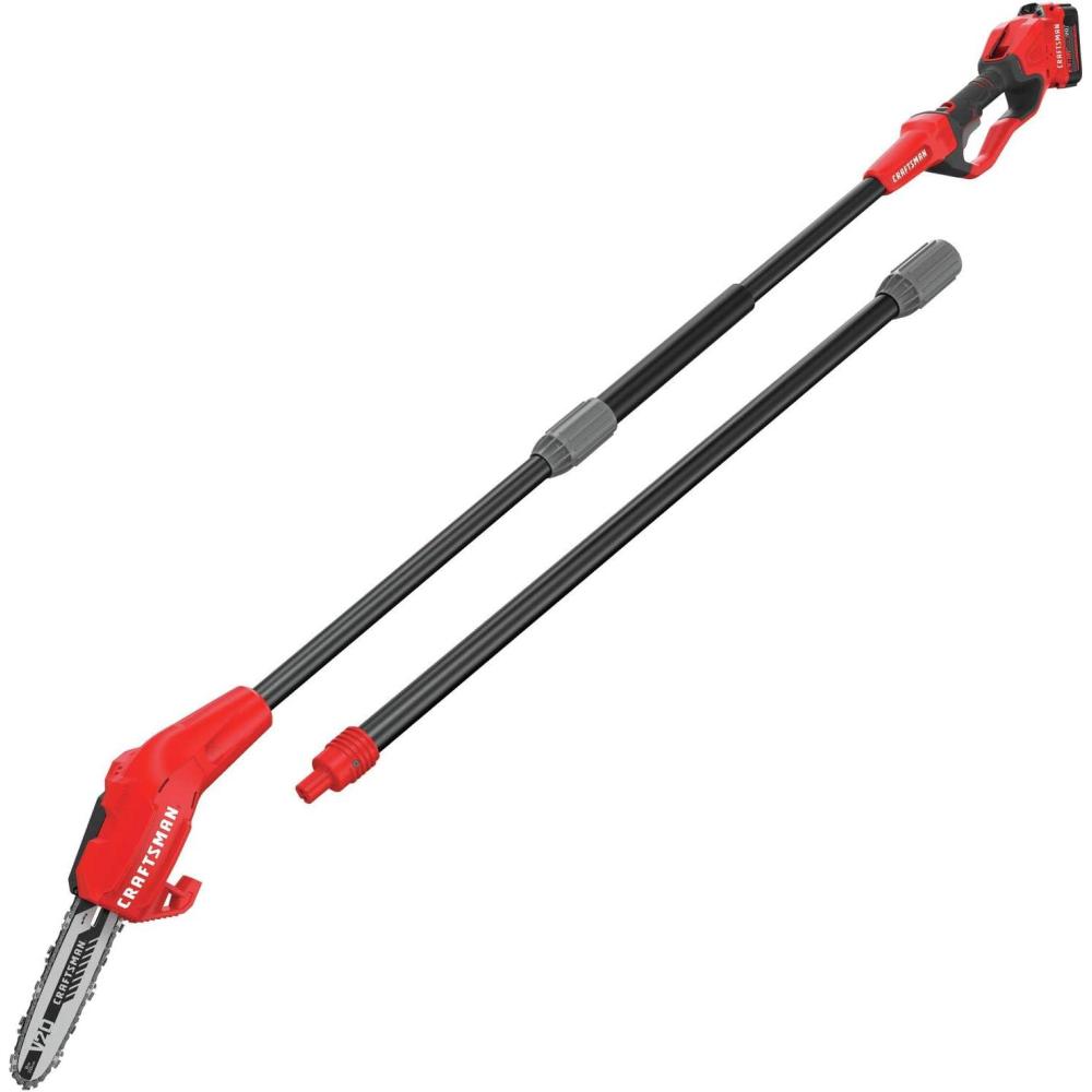 imageCRAFTSMAN V20 Cordless Pole Saw 14Foot Battery and Charger Included Pole Saws for Tree Trimming Up to 325 Cuts per Charge 40Ah Electric Tree Trimmer CMCCSP20M1