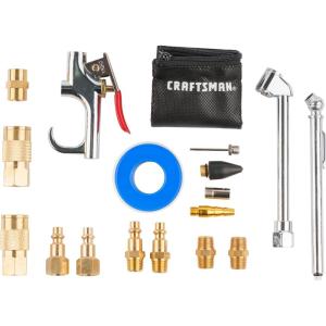 CRAFTSMAN 18-Piece Air Compressor Accessory Kit, Includes Blow Gun, Tire Inflator, Brass Fittings, and Storage Bag