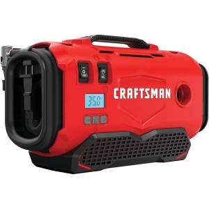 CRAFTSMAN V20 Tire Inflator Portable Air Compressor, Car Air Pump, 3 Modes Tire Pump: Cordless, 120V Corded, and 12V Car Adapter, Battery Sold Separately (CMCE520B)(Portable  Reciprocating  Tankless  Electric)