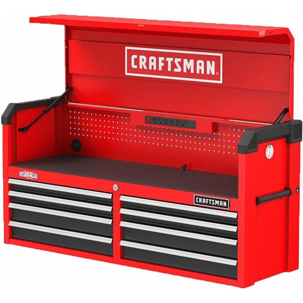 imageCRAFTSMAN S2000 52 8Drawer Tool Storage Chest with Light and Divider Red CMST35282RBNew Red