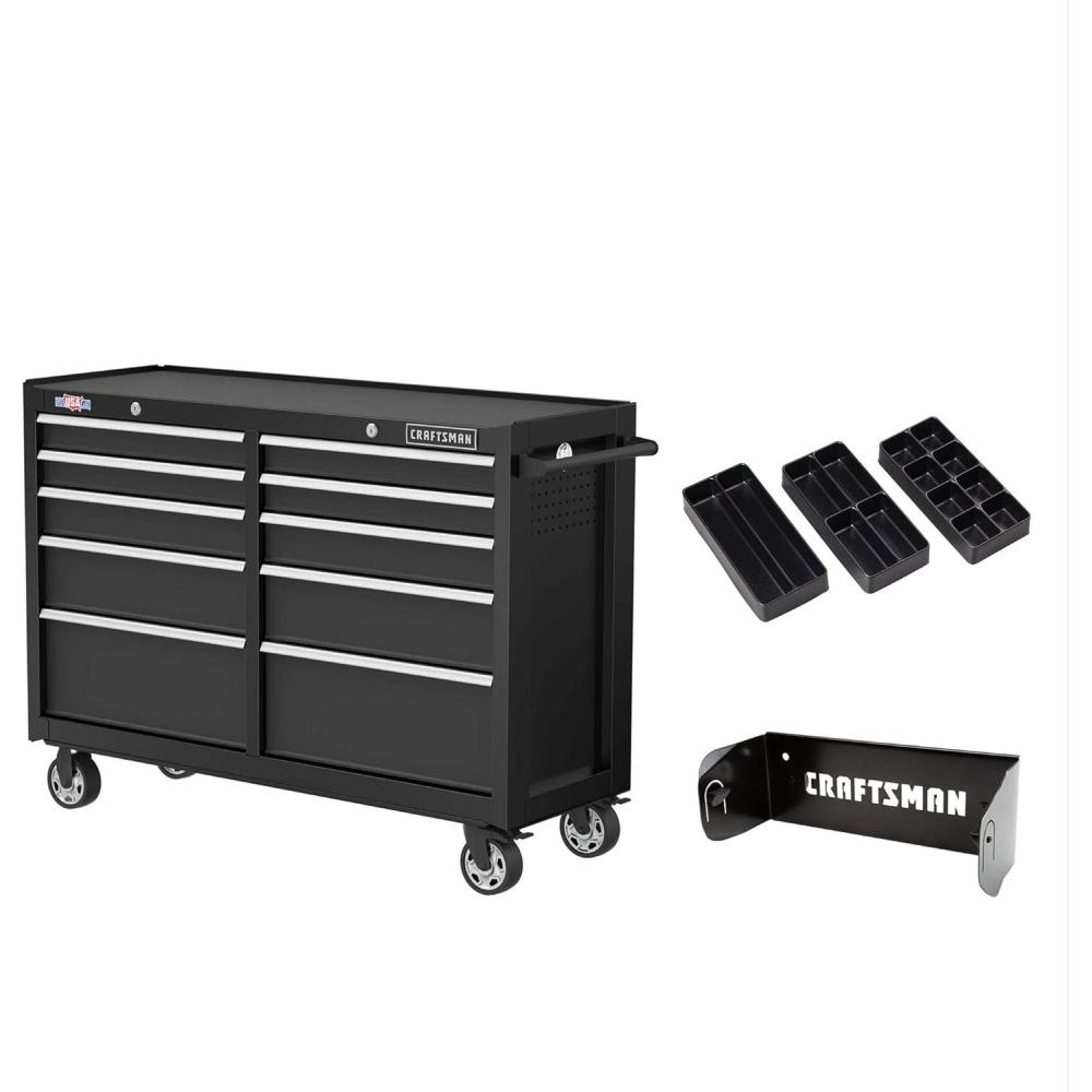 imageCRAFTSMAN S2000 52 Tool Chest 10Drawer Rolling Tool Storage Cabinet with Tray and Holder Red CMST352102RBNew Black