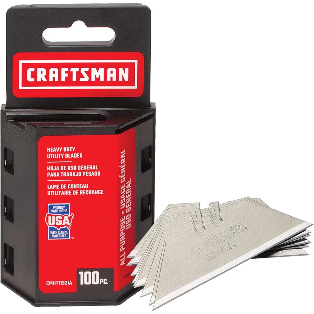 imageCRAFTSMAN Utility Knife Blades 100 Pack for Drywall Leather Rubber and More CMHT11921A100 Blades