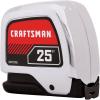 CRAFTSMAN Tape Measure, 25 ft, Retraction Control and Self-Lock, Solid Chrome Finish, Rubber Grip (CMHT37325S)(7.6 m)