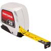 CRAFTSMAN Tape Measure, 25 ft, Retraction Control and Self-Lock, Solid Chrome Finish, Rubber Grip (CMHT37325S)(7.6 m)