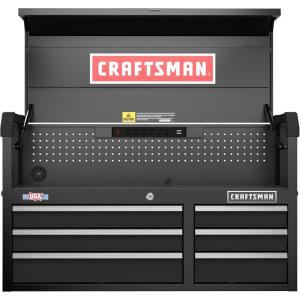 CRAFTSMAN S2000 41IN 6-DRAWER CHEST W/LIGHT & DIVIDE (CMST34162BK)(New (Black))