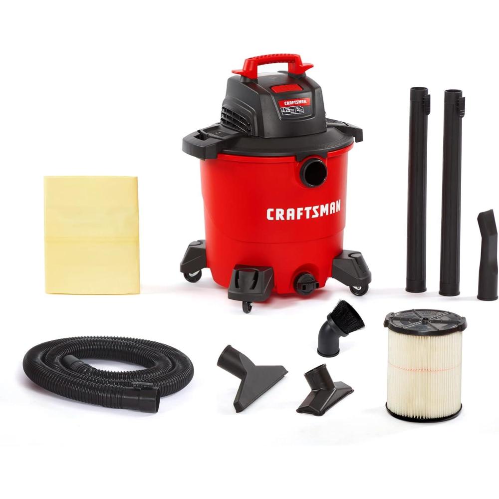 imageCRAFTSMAN CMXEVBE17590 9 Gallon 425 Peak HP Wet Dry Vac Portable Shop Vacuum Wet and Dry with Filter Dust Bag Hose and Attachments for Home Garage and Automotive Cleaning9 Gal 425 Peak HP w Dusting Brush