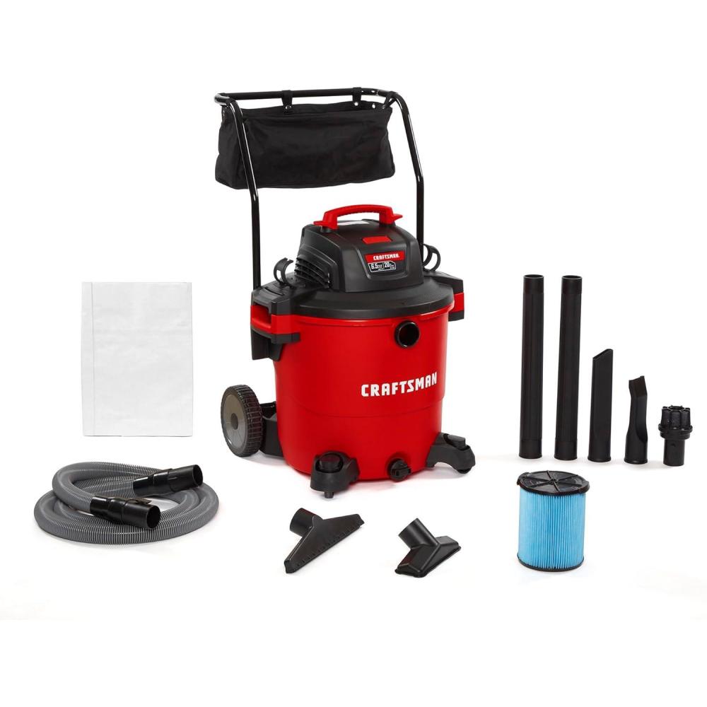 imageCRAFTSMAN CMXEVBE17594 12 Gallon 60 Peak HP Wet Dry Vac Portable Shop Vacuum Wet and Dry with Filter Dust Bag Hose and Attachments for Home Projects amp Renovations20 Gallon 65 Peak HP wCart