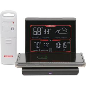 CRAFTSMAN Weather Forecaster with Wireless Charging Pad, Alarm Clock, and Indoor/Outdoor Thermometer (CMXWDCR01195)