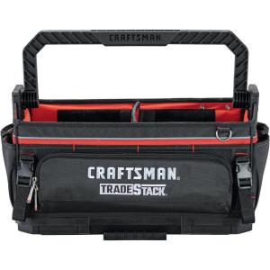 CRAFTSMAN TRADESTACK System Tool Bag, Heavy Duty Open Mouth Tool Tote, Waterproof Hard Bottom, Folding Handle (CMST21451)