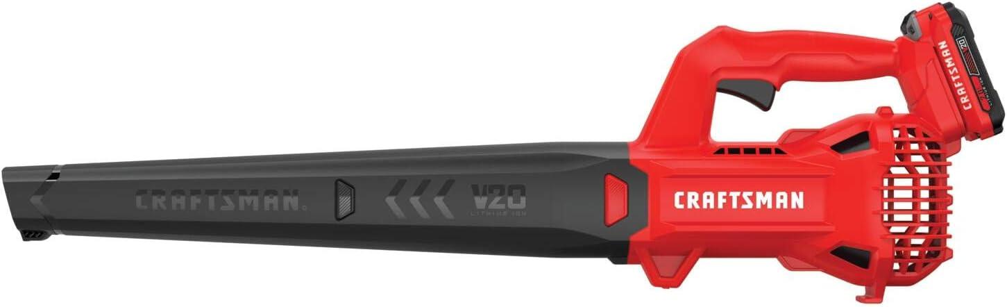 imageCRAFTSMAN V20 Leaf Blower Cordless with 40 Ah Battery and Charger 90 MPH 200 CFM Integrated Scraper Lightweight Easy Operation Handheld Blowers for Lawn Care CMCBL710M1Cordless 2Ah Battery Kit