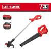 CRAFTSMAN V20 Leaf Blower Cordless with 4.0 Ah Battery and Charger, 90 MPH 200 CFM, Integrated Scraper, Lightweight, Easy Operation Handheld Blowers for Lawn Care (CMCBL710M1)(Blower + Trimmer Combo Kit)