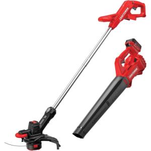 CRAFTSMAN V20 Leaf Blower Cordless with 4.0 Ah Battery and Charger, 90 MPH 200 CFM, Integrated Scraper, Lightweight, Easy Operation Handheld Blowers for Lawn Care (CMCBL710M1)(Blower + Trimmer Combo Kit)