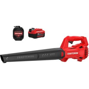 CRAFTSMAN V20 Leaf Blower Cordless with 4.0 Ah Battery and Charger, 90 MPH 200 CFM, Integrated Scraper, Lightweight, Easy Operation Handheld Blowers for Lawn Care (CMCBL710M1)(Cordless 4Ah Battery Kit)