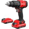 CRAFTSMAN 20V MAX 1/2 Cordless Hammer Drill, Includes 2 Batteries (2 Ah), Charger and Double Ended Bit, Longer Runtime Power Hammer Drill with LED Light (CMCD712D2)(NEW 20V MAX Hammer Drill Kit)