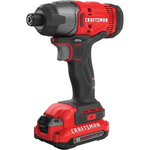CRAFTSMAN Cordless 1/4 Impact Driver with 2 Ah Lithium Ion Battery, Charger and PH2 Screwdriving Bit, LED Light, High Torque, Variable Speed, 2900 RPM (CMCF801D1)(20V MAX Impact Driver Kit)