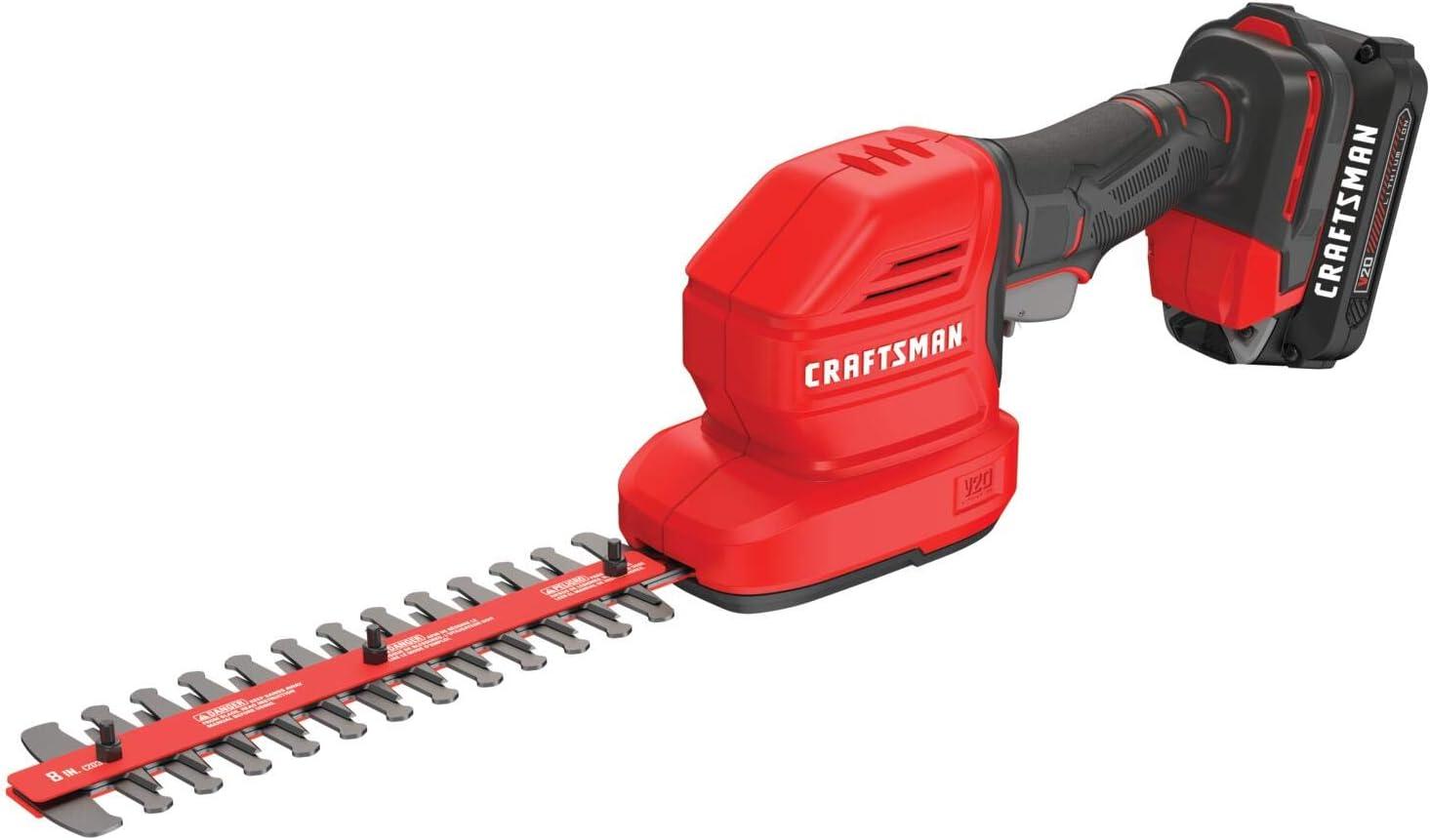 imageCRAFTSMAN V20 22 in Hedge Trimmer Cordless with 2Ah Battery and Charger Lightweight Brushless RP Bush Trimmer with Hedge Sweep Attachment Longer Runtime Up to 2X More Power CMCHT830D120V Mini Trimmer Kit