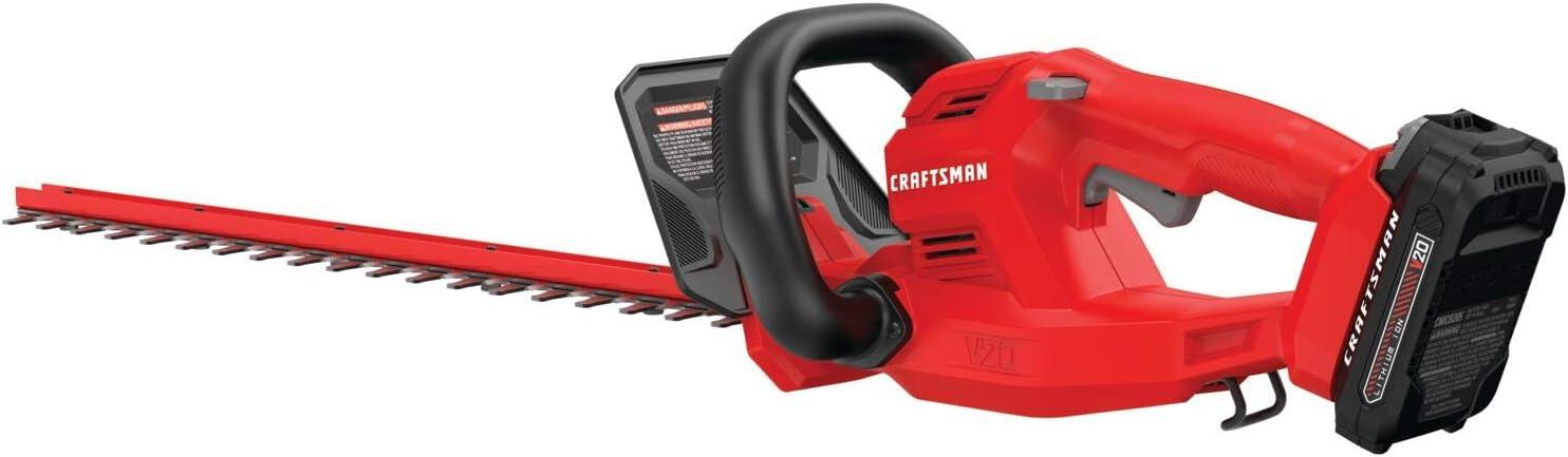 imageCRAFTSMAN V20 22 in Hedge Trimmer Cordless with 2Ah Battery and Charger Lightweight Brushless RP Bush Trimmer with Hedge Sweep Attachment Longer Runtime Up to 2X More Power CMCHT830D120V Trimmer Kit