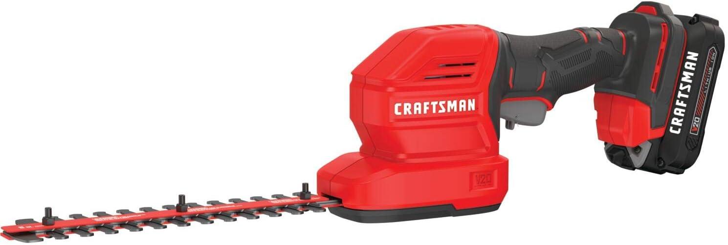 imageCRAFTSMAN V20 22 in Hedge Trimmer Cordless with 2Ah Battery and Charger Lightweight Brushless RP Bush Trimmer with Hedge Sweep Attachment Longer Runtime Up to 2X More Power CMCHT830D120V Mini Trimmer Kit