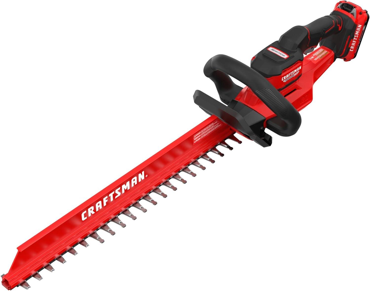 imageCRAFTSMAN V20 22 in Hedge Trimmer Cordless with 2Ah Battery and Charger Lightweight Brushless RP Bush Trimmer with Hedge Sweep Attachment Longer Runtime Up to 2X More Power CMCHT830D1NEW 20V Brushless Trimmer Kit