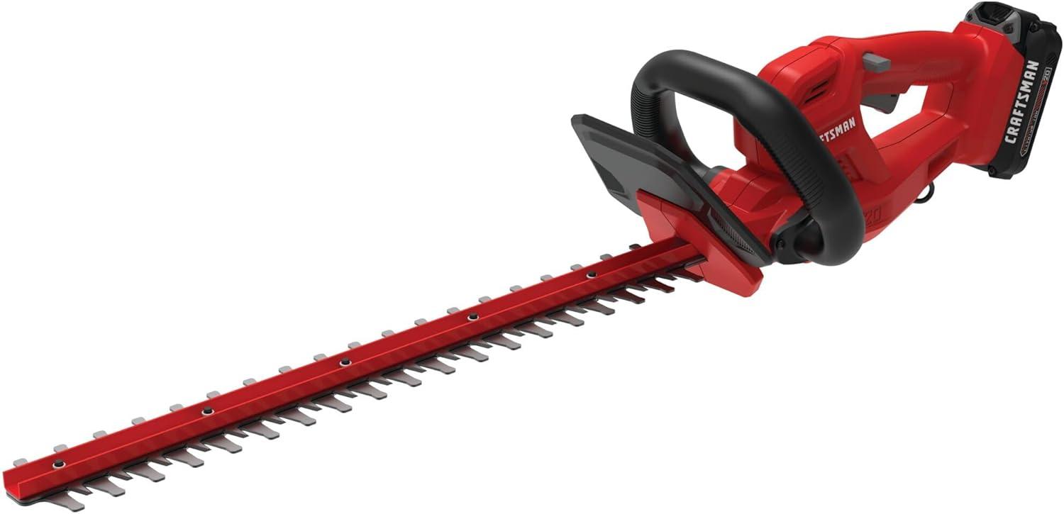 imageCRAFTSMAN V20 22 in Hedge Trimmer Cordless with 2Ah Battery and Charger Lightweight Brushless RP Bush Trimmer with Hedge Sweep Attachment Longer Runtime Up to 2X More Power CMCHT830D120V Trimmer Kit
