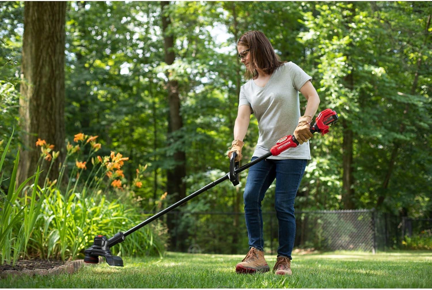 imageCRAFTSMAN V20 String Trimmer and Lawn Edger Kit with 4Ah Battery and Charger 13 in Cordless Weed Wacker with Up to 63 Minutes Runtime Lightweight CMCST901M120V Brushless Trimmer Kit