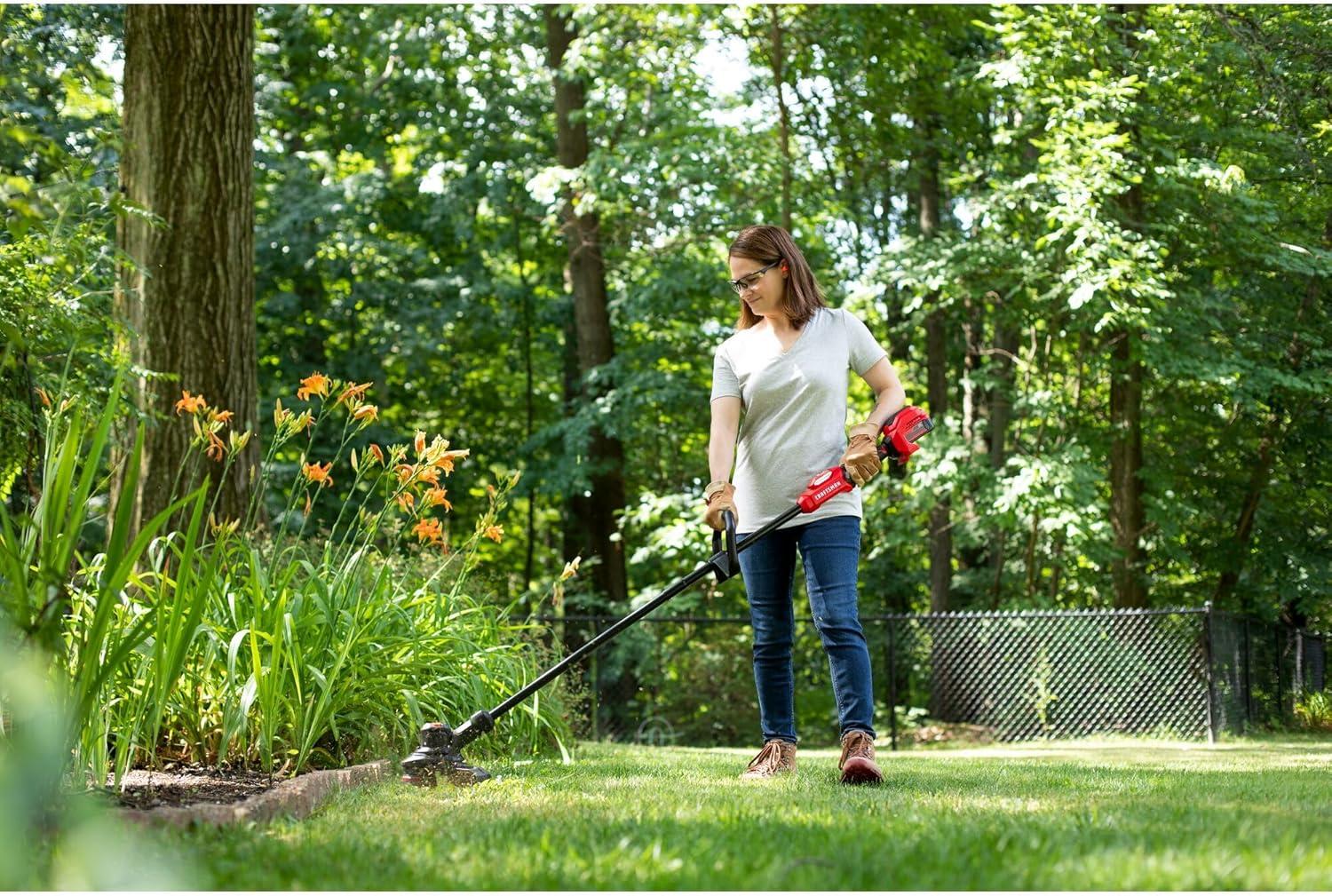 imageCRAFTSMAN V20 String Trimmer and Lawn Edger Kit with 4Ah Battery and Charger 13 in Cordless Weed Wacker with Up to 63 Minutes Runtime Lightweight CMCST901M120V Brushless Trimmer Kit