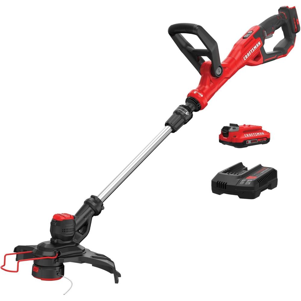 imageCRAFTSMAN V20 String Trimmer and Lawn Edger Kit with 4Ah Battery and Charger 13 in Cordless Weed Wacker with Up to 63 Minutes Runtime Lightweight CMCST901M120V Trimmer Kit