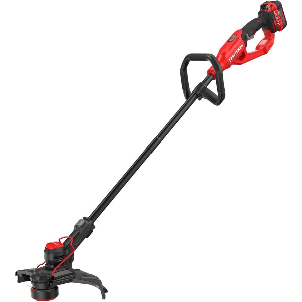 imageCRAFTSMAN V20 String Trimmer and Lawn Edger Kit with 4Ah Battery and Charger 13 in Cordless Weed Wacker with Up to 63 Minutes Runtime Lightweight CMCST901M1NEW 20V Extended Runtime Kit