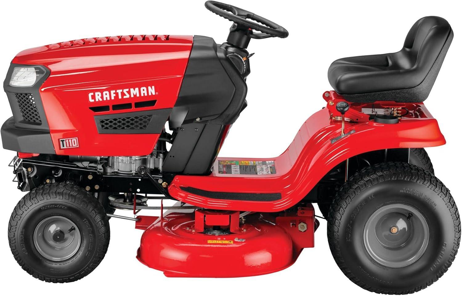 imageCRAFTSMAN 42 Gas Riding Lawn Mower with 175 HP Briggs and Stratton SingleCylinder Engine Gas Lawn Tractor with 7Speed Transmission RedBlack 13AN77XSA9342 Deck Size