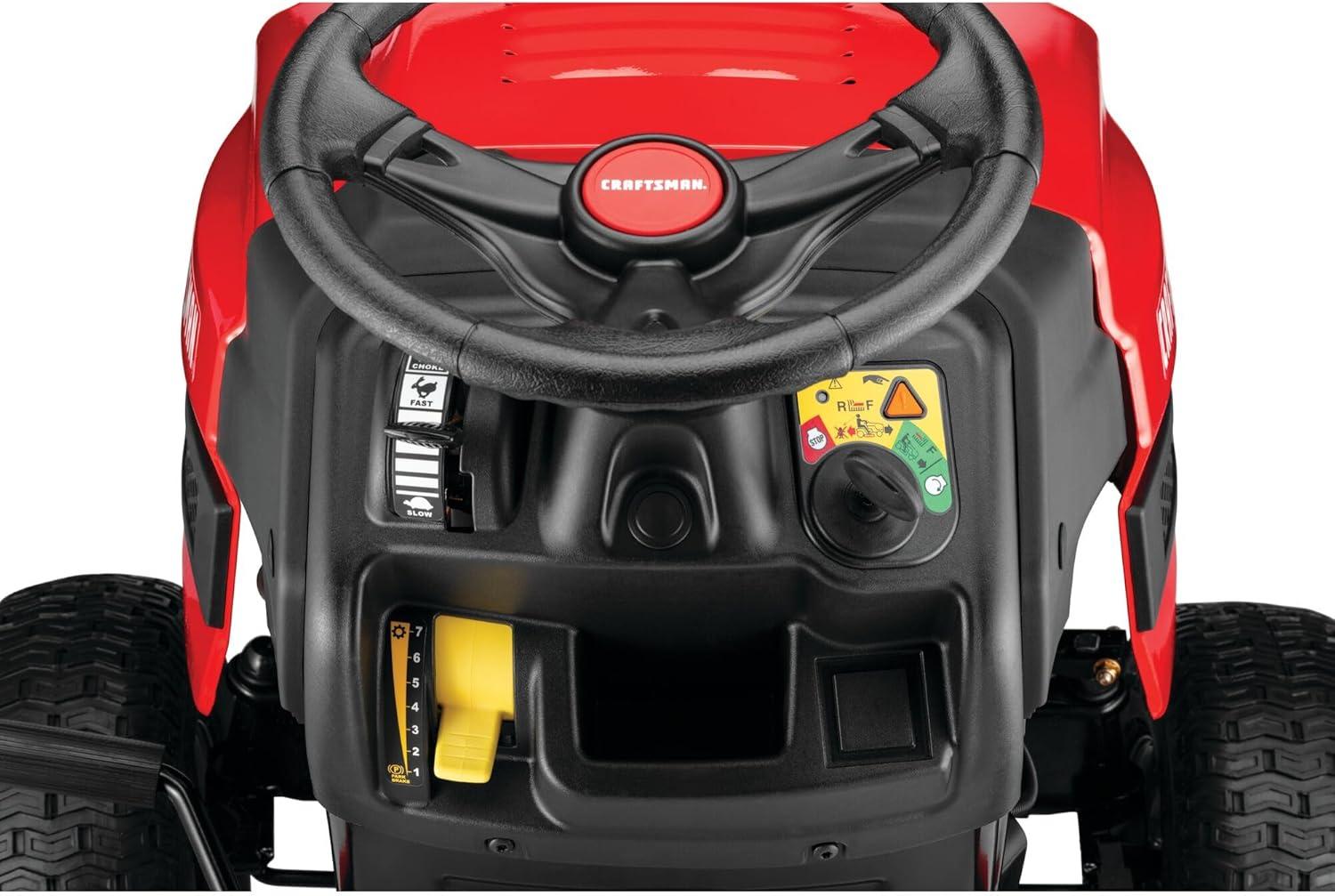 imageCRAFTSMAN 42 Gas Riding Lawn Mower with 175 HP Briggs and Stratton SingleCylinder Engine Gas Lawn Tractor with 7Speed Transmission RedBlack 13AN77XSA9342 Deck Size