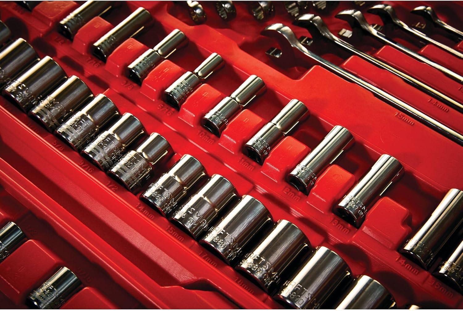 imageCRAFTSMAN Mechanics Tool Set 14 amp 38 amp 12 Drive SAEMetric 121 Piece CMMT12033121 Piece Set