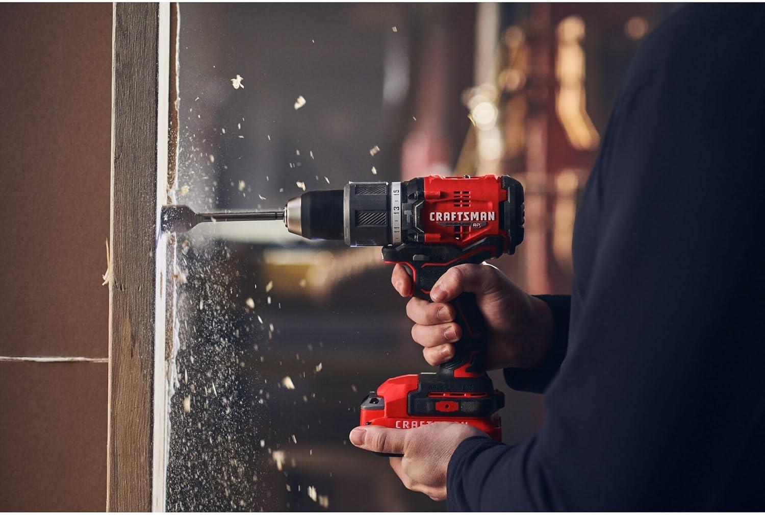 imageCRAFTSMAN V20 Cordless Hammer Drill Kit 12 inch 2 Batteries and Charger Included CMCD732D2