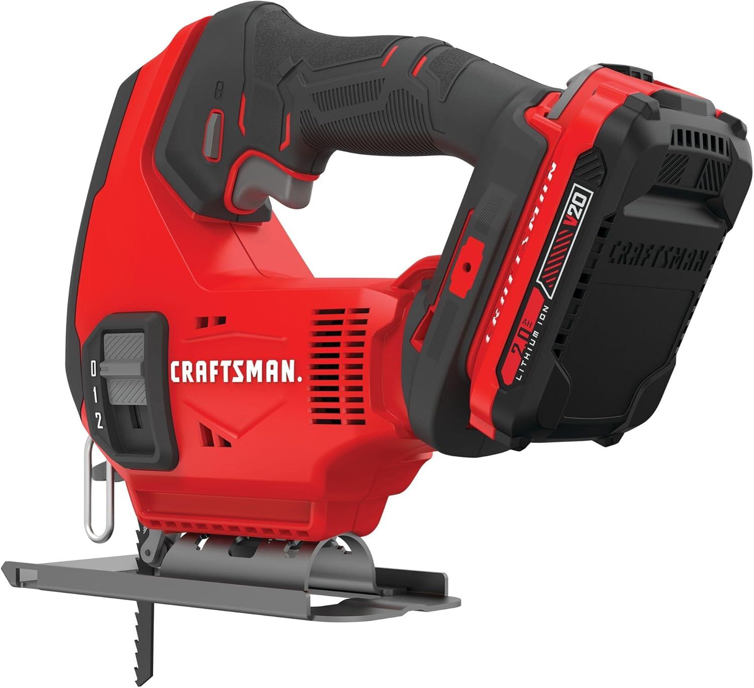 imageCRAFTSMAN V20 Cordless Jig Saw Kit 3 Orbital Settings Up to 2500 SPM Battery and Charger Included CMCS600D1Jig Saw Kit
