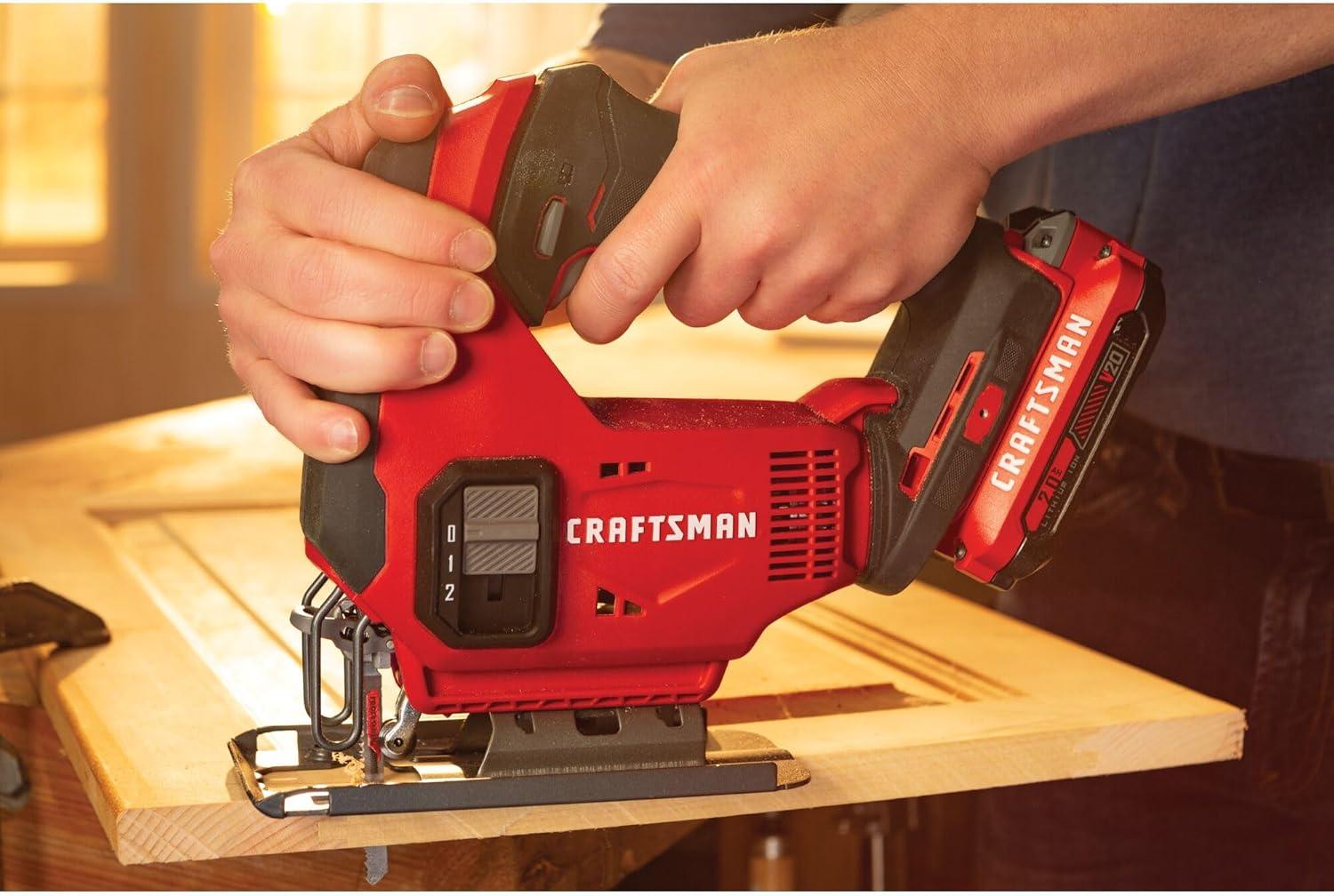 imageCRAFTSMAN V20 Cordless Jig Saw Kit 3 Orbital Settings Up to 2500 SPM Battery and Charger Included CMCS600D1Jig Saw Kit