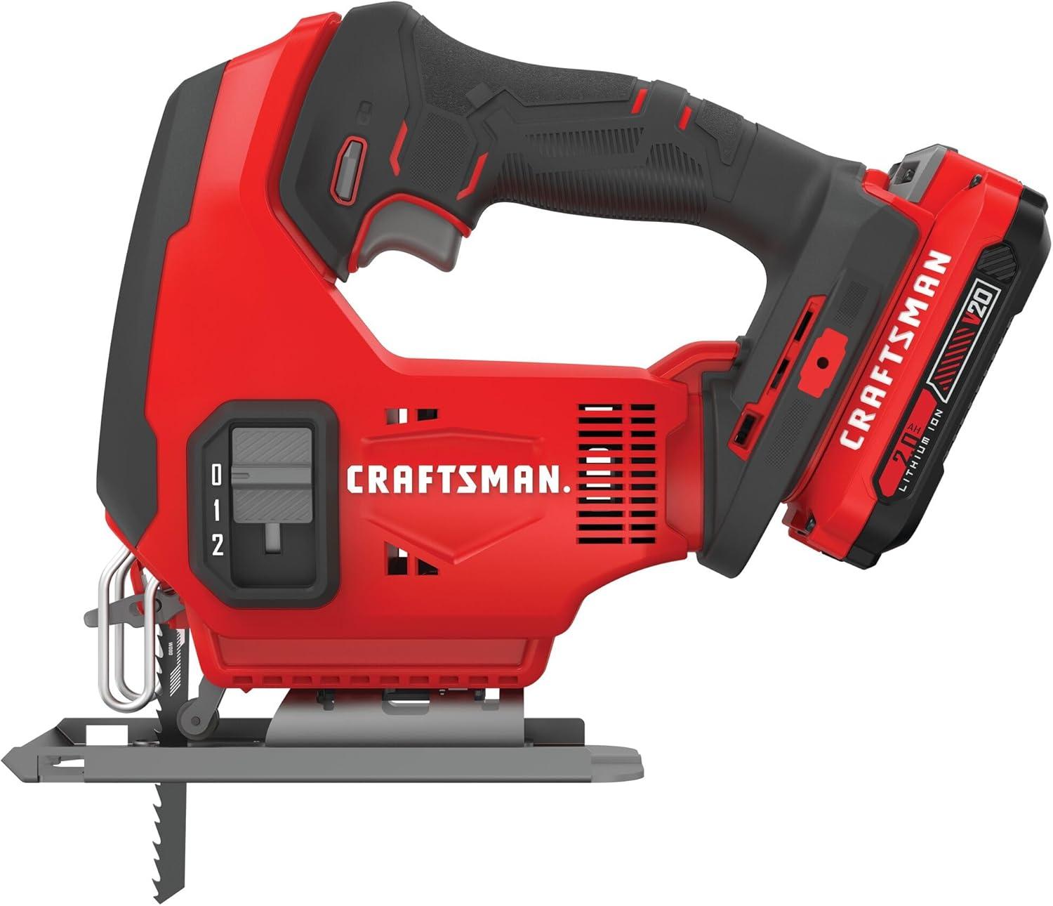 imageCRAFTSMAN V20 Cordless Jig Saw Kit 3 Orbital Settings Up to 2500 SPM Battery and Charger Included CMCS600D1Jig Saw Kit