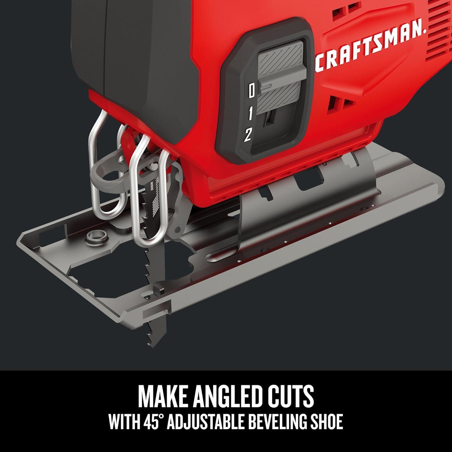 imageCRAFTSMAN V20 Cordless Jig Saw Kit 3 Orbital Settings Up to 2500 SPM Battery and Charger Included CMCS600D1Jig Saw Kit