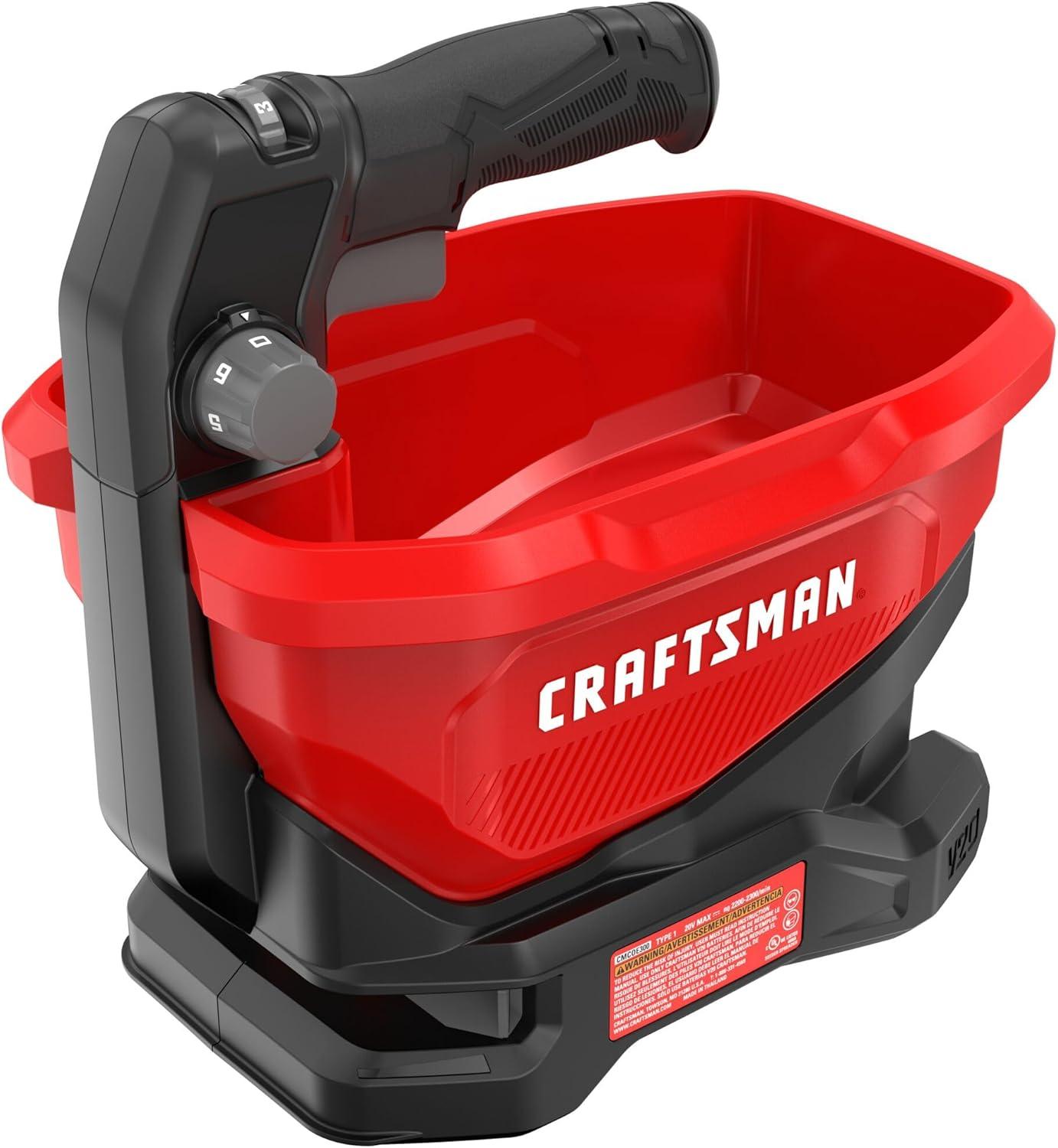 imageCraftsman V20 Four Season Seed Spreader Handheld 12 Gal 6 Speed Fertilizer Spreader Salt Ice Melt Covers up to 5000 sqf per Tub Tool Only CMCOE300B