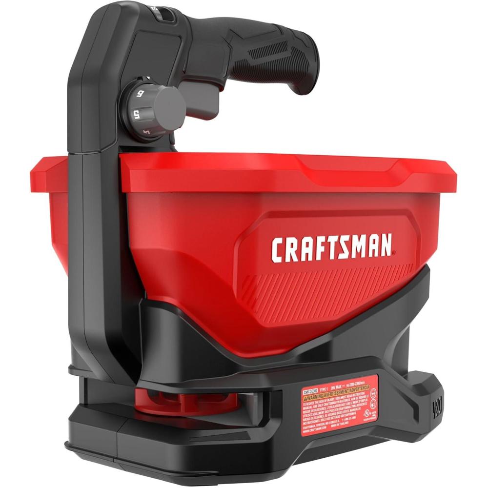imageCraftsman V20 Four Season Seed Spreader Handheld 12 Gal 6 Speed Fertilizer Spreader Salt Ice Melt Covers up to 5000 sqf per Tub Tool Only CMCOE300B