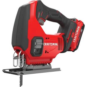 CRAFTSMAN V20 Cordless Jig Saw Kit, 3 Orbital Settings, Up to 2,500 SPM, Battery and Charger Included (CMCS600D1)(Jig Saw Kit)