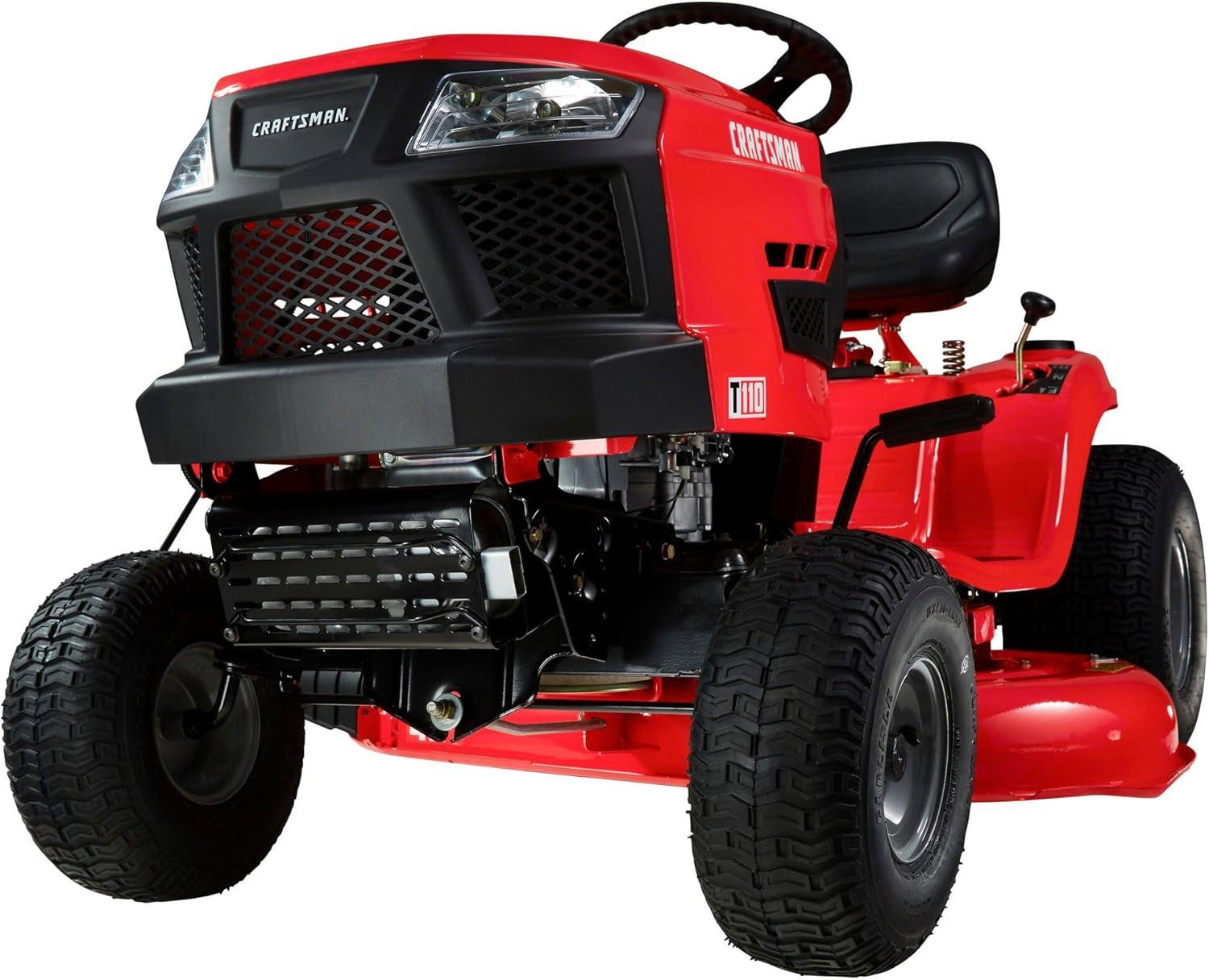 imageCRAFTSMAN 36 Gas Riding Lawn Mower with 115 HP Briggs and Stratton SingleCylinder Engine Gas Lawn Tractor with 7Speed Transmission RedBlack 13AC77XYA9342 Deck Size