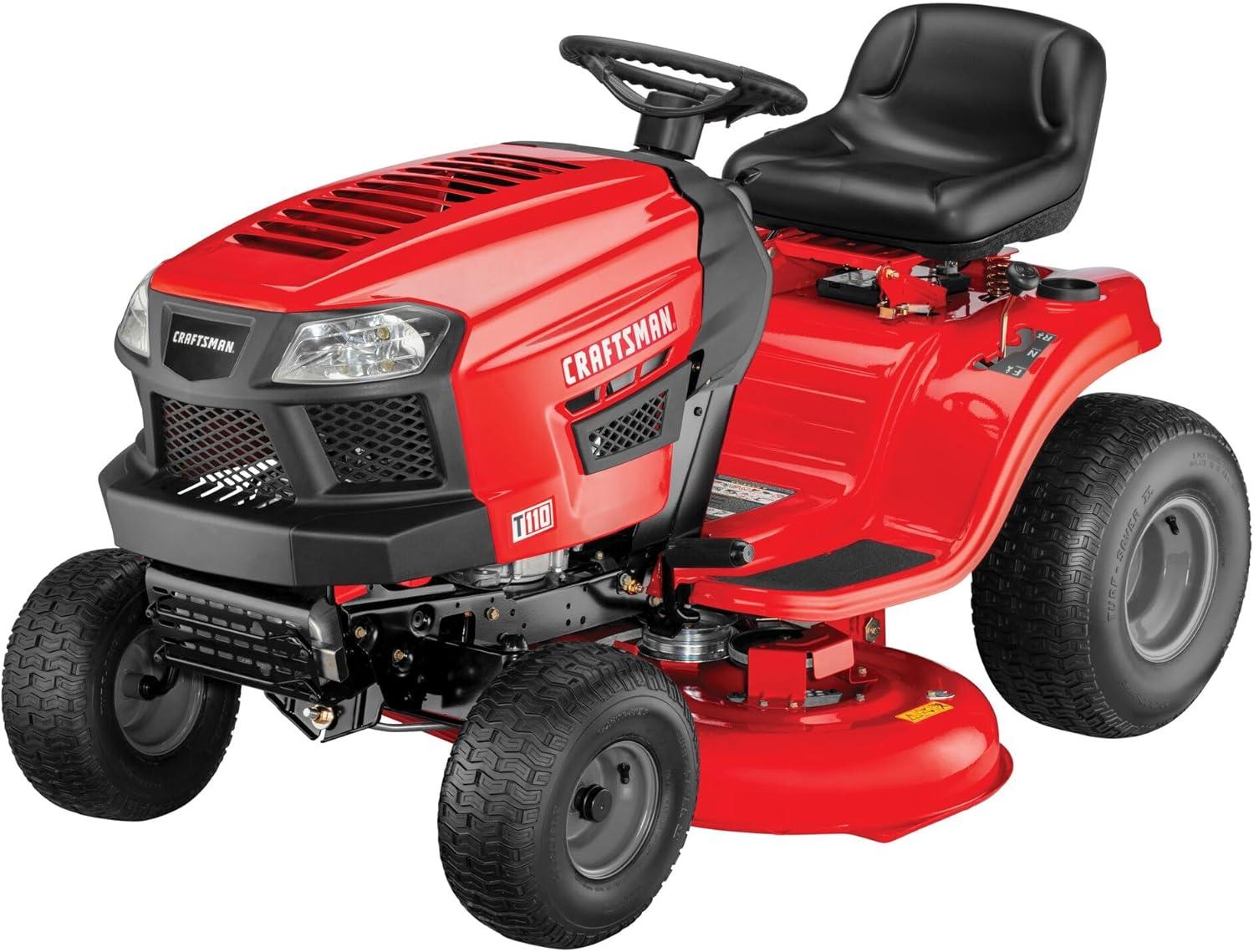 imageCRAFTSMAN 36 Gas Riding Lawn Mower with 115 HP Briggs and Stratton SingleCylinder Engine Gas Lawn Tractor with 7Speed Transmission RedBlack 13AC77XYA9342 Deck Size