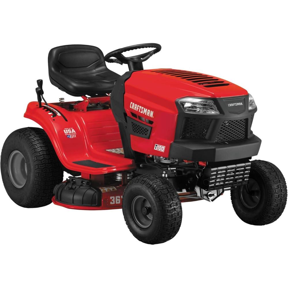 imageCRAFTSMAN 36 Gas Riding Lawn Mower with 115 HP Briggs and Stratton SingleCylinder Engine Gas Lawn Tractor with 7Speed Transmission RedBlack 13AC77XYA9336 Deck Size