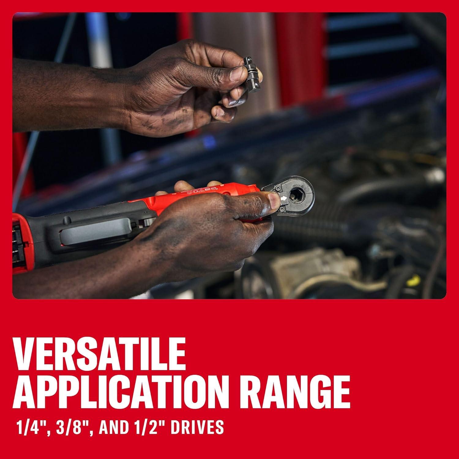 imageCRAFTSMAN V20 Cordless Ratchet Wrench MultiSize 38 Ratchet 14 and 12 Interchangeable Anvils LED Light 40 ftlbs Torque 300 RPM Battery Not Included CMCF935B