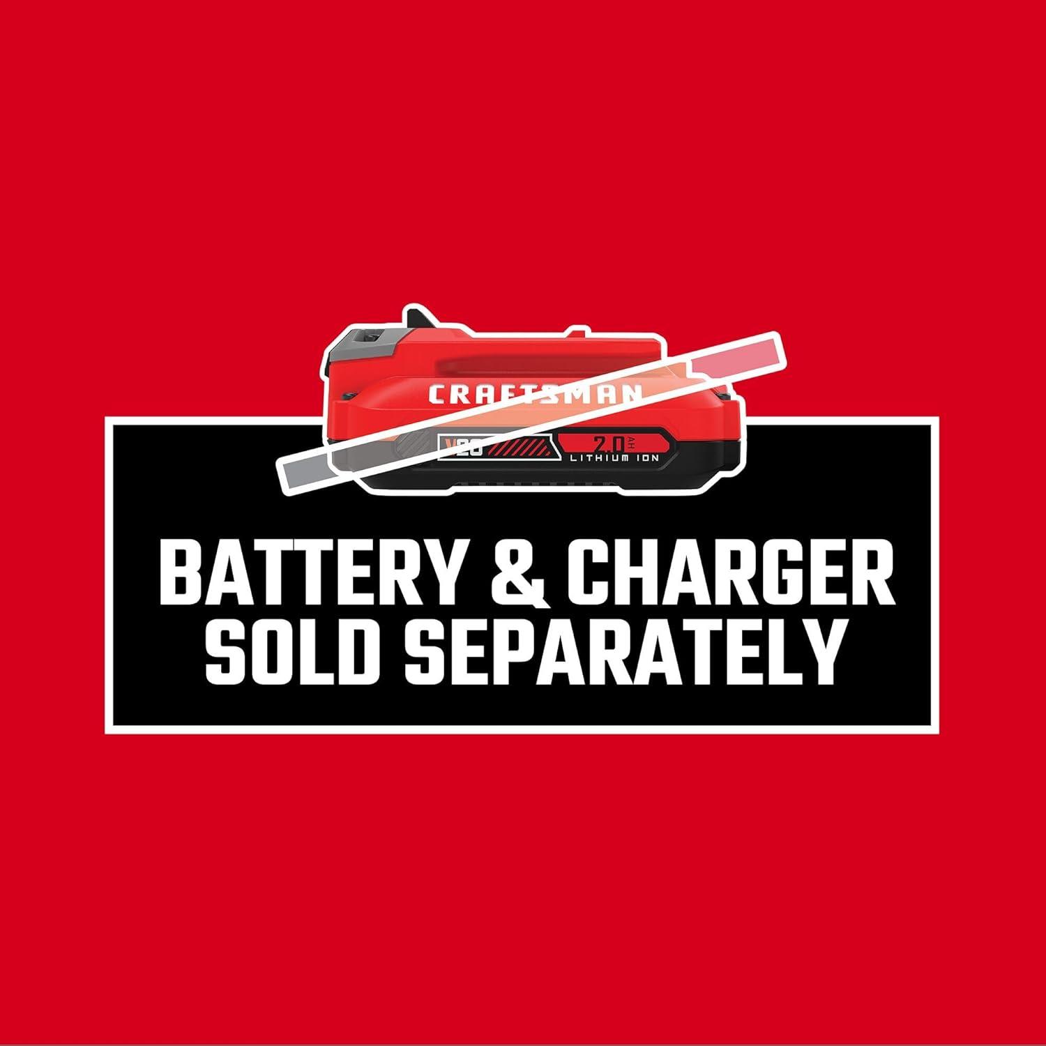 imageCRAFTSMAN V20 Electric Ratchet Extended Reach Cordless 38 Ratchet with MultiSize 14 and 12 Drive Interchangeable Anvils LED Light 300 RPM 40 ftlbs Torque Battery Not Included CMCF936B