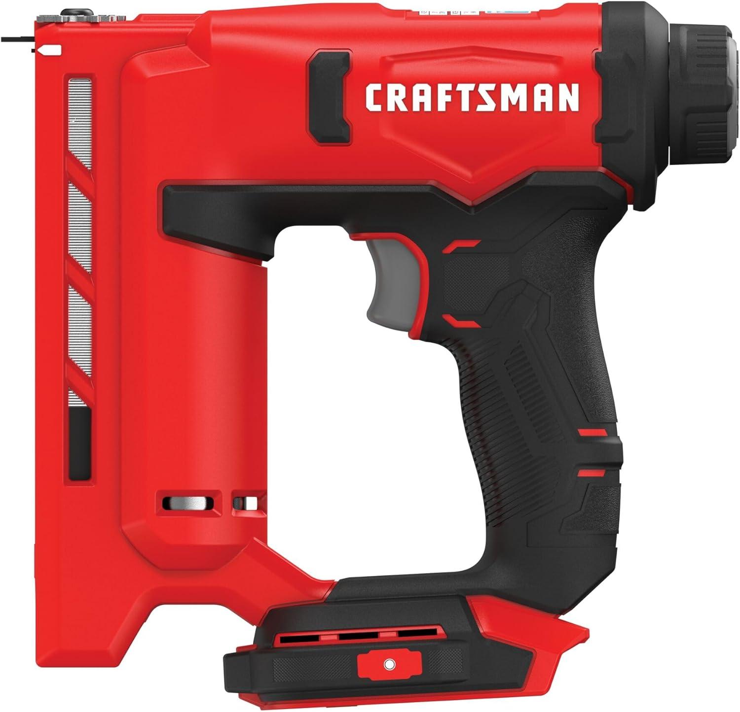 imageCRAFTSMAN V20 Staple Gun 38 in Wide Crown Stapler Cordless Staple Gun Battery Powered Tool Only CMCN410B