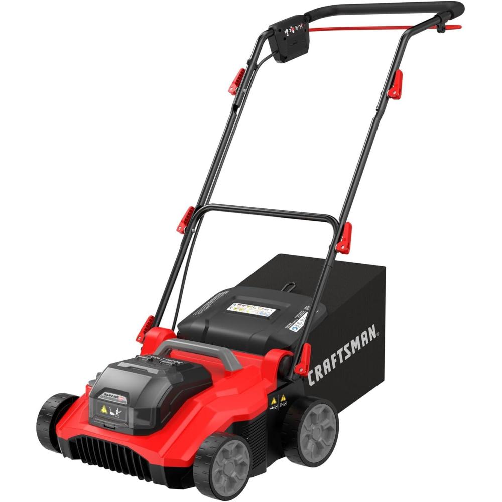 imageCRAFTSMAN 2 X V20 Brushless RP Lawn Dethatcher and Scarifier Cordless 14 in Deck Up to 45 Min of Runtime 50L Removable Collection Bag Tool Only CMCOE210B