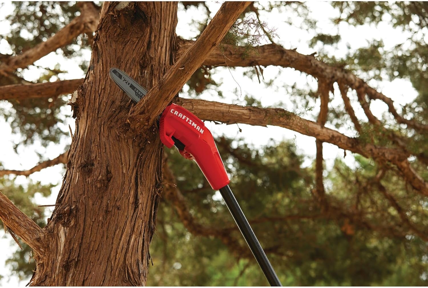 imageCRAFTSMAN Pole Saw Pole Saws for Tree Trimming Cordless V20 ToolOnly Tree Trimmer Up to 14 Ft Extended Reach CMCCSP20BPole Saw Kit with 4Ah Battery