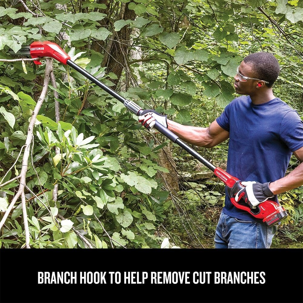 imageCRAFTSMAN Pole Saw Pole Saws for Tree Trimming Cordless V20 ToolOnly Tree Trimmer Up to 14 Ft Extended Reach CMCCSP20BPole Saw Kit with 4Ah Battery